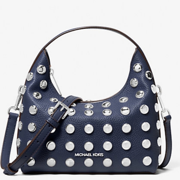 Michael Kors (NWT R-$498) Ember Small Embellished Pebbled Leather Messen… - Picture 1 of 3